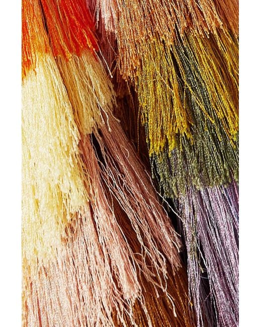 Dries Van Noten Orange Asymmetric Fringed Crepe Blouse