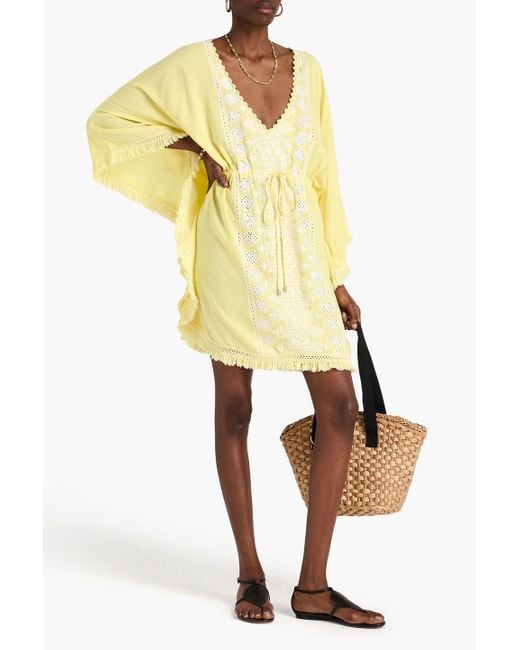 Melissa Odabash Yellow Isabelle Broderie Anglaise Kaftan