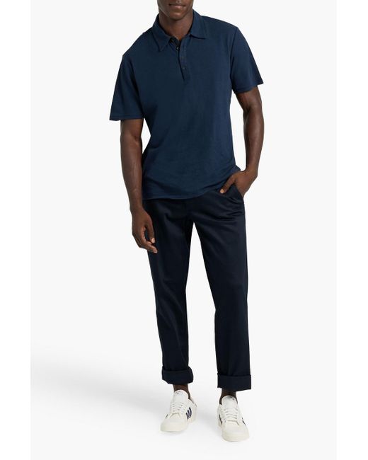 Rag & Bone Blue Linen And Cotton-blend Polo Shirt for men