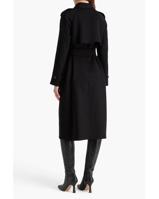 Theory Black Belted Wool And Cashmere-blend Coat