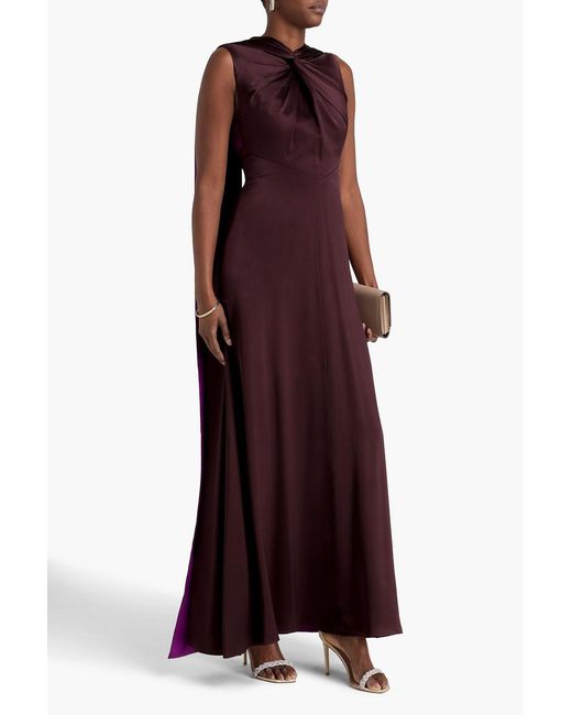 Roksanda Purple Amanita Draped Two-Tone Silk-Satin Gown