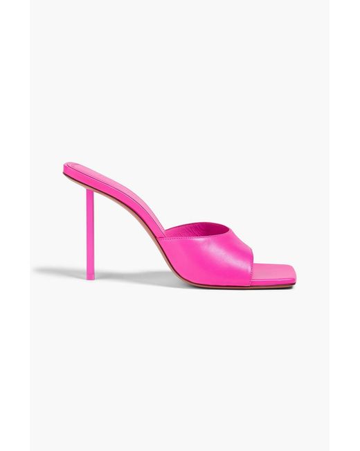 AMINA MUADDI Pink Laura Leather Mules
