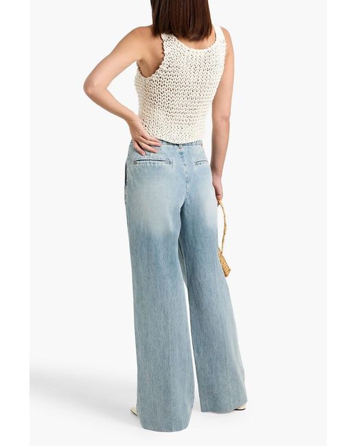 Zimmermann Blue Pleated High-Rise Wide-Leg Jeans