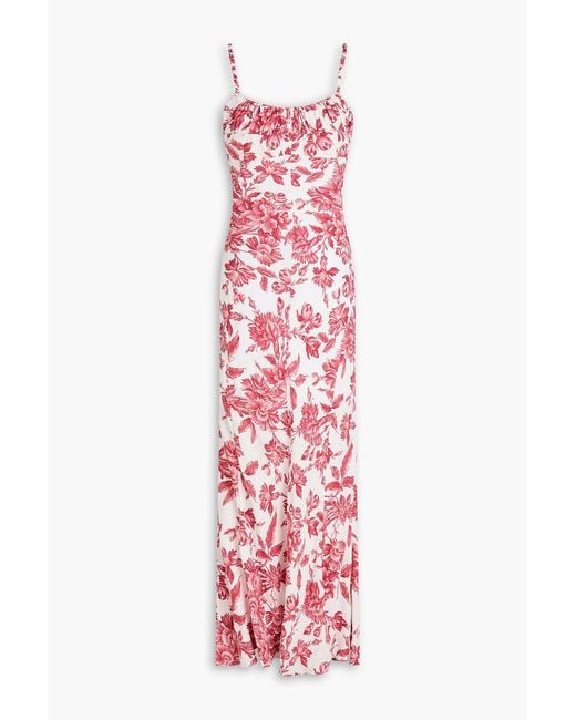 Sandro Pink Floral-Print Jacquard Maxi Dress