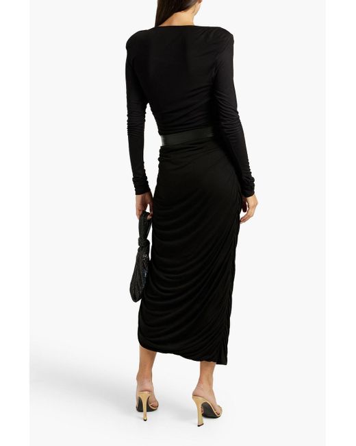 Envelope Black Verdi Ruched Jersey Midi Skirt