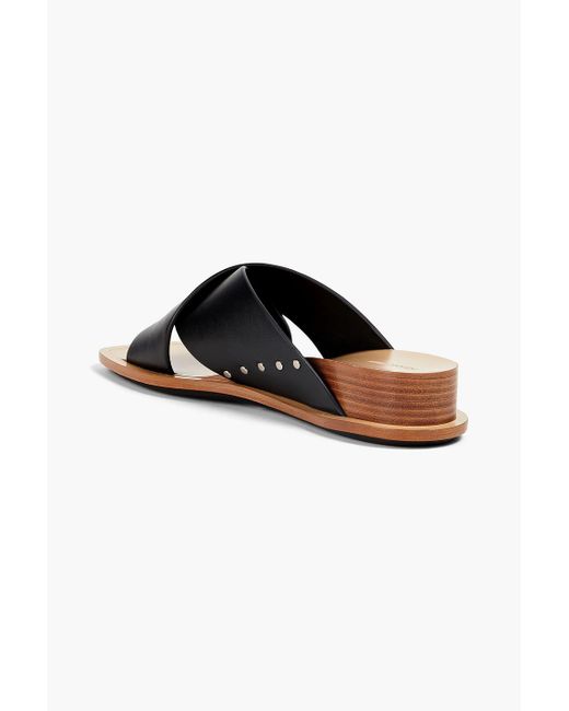 Fabiana Filippi Black Studded Leather Mules