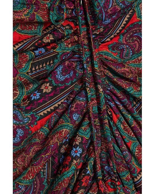 Veronica Beard Red Ari Paisley-print Silk-blend Jacquard Midi Skirt