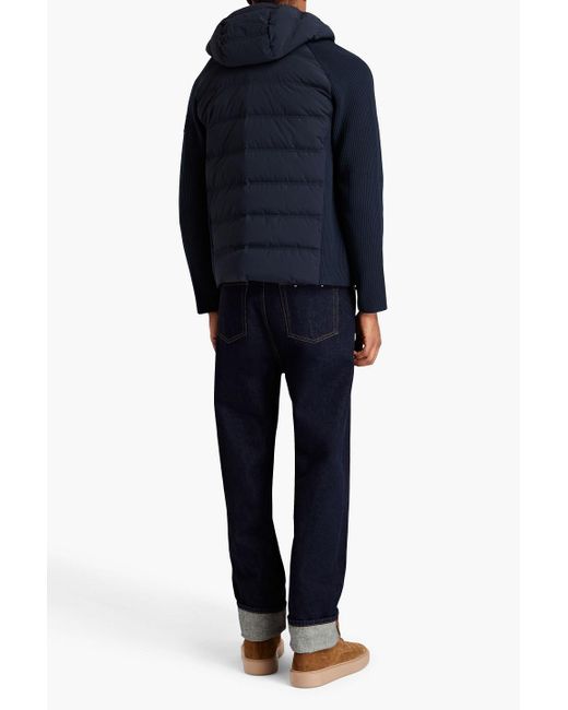 Woolrich Blue Quilted Shell Hooded Jacket for men