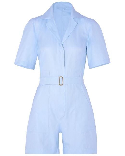 Giuliva Heritage Blue The Sienna Belted Cotton Oxford Playsuit
