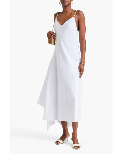 Staud White Gatto Cotton-Blend Midi Dress