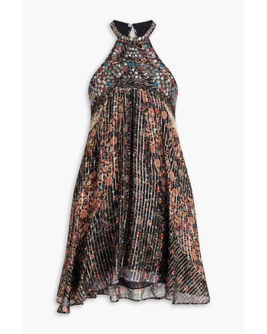Isabel Marant Black Orfra Metallic Fil Coupé Silk And Lurex-blend Mini Dress