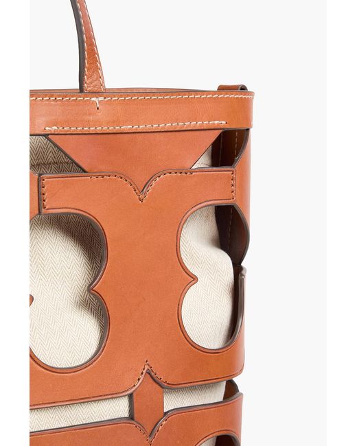 Tory Burch Orange Ella Laser-cut Leather Tote