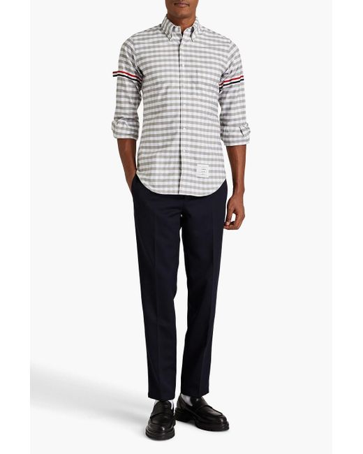 Thom Browne White Striped Gingham Cotton Shirt for men