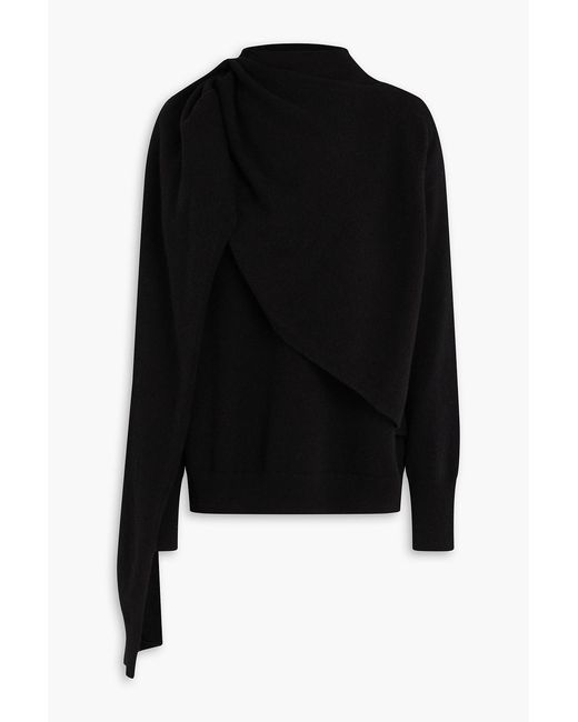 Vince Black Draped Wool And Cashmere-blend Sweater