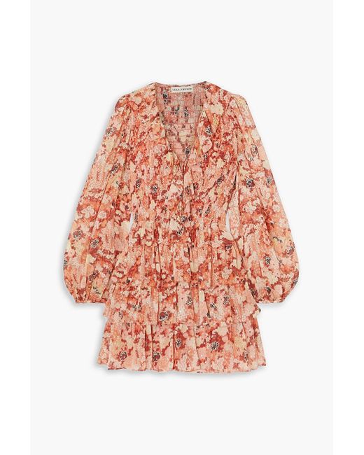 Ulla Johnson Pink Tamara minikleid aus einer seiden-lurex®-mischung mit metallic-fil-coupé und floralem print