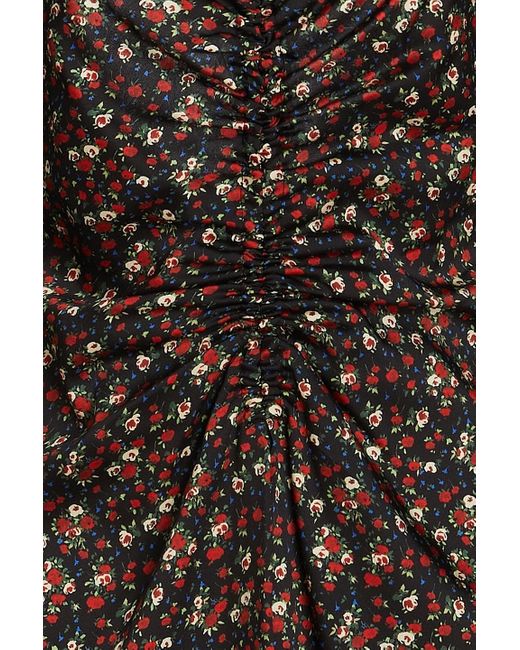 Sandro Brown Floral-print Twill Midi Slip Dress