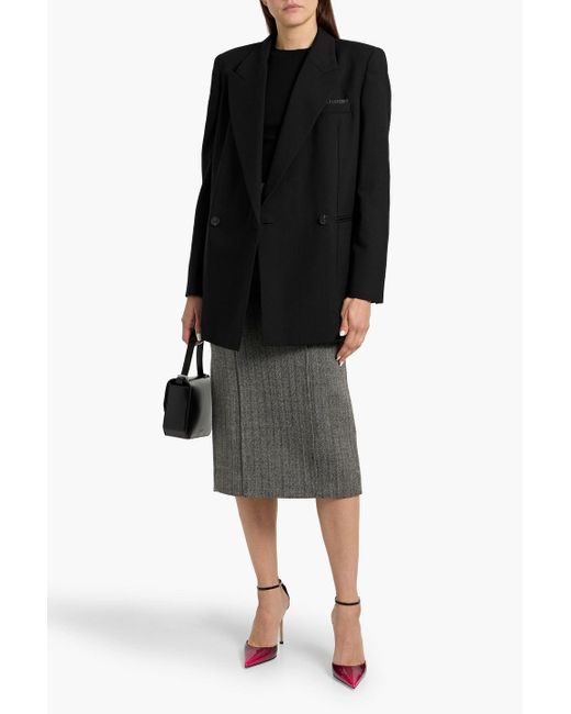 Brunello Cucinelli Black Bead-Embellished Double-Breasted Wool-Twill Blazer