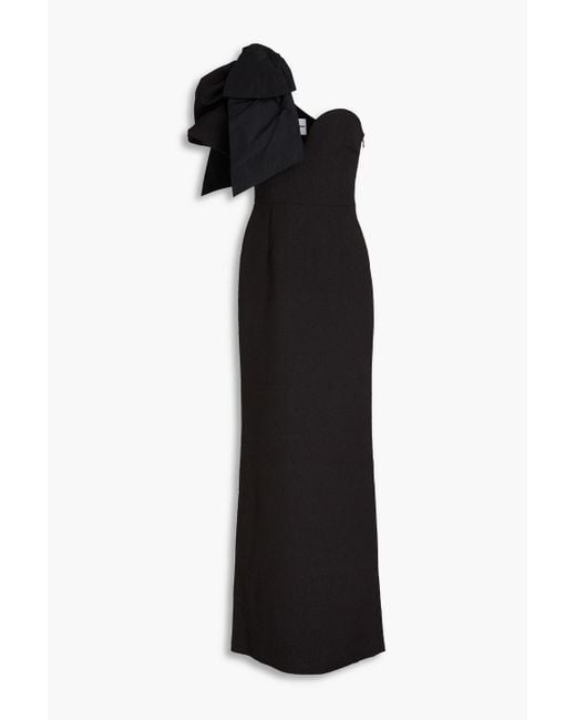 Rebecca Vallance Black Cecily robe aus cloqué mit schleife