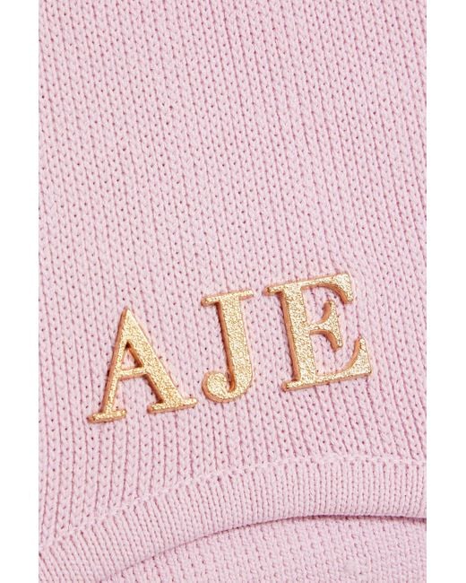 Aje. Pink Parfum Corset Cropped Knitted Top