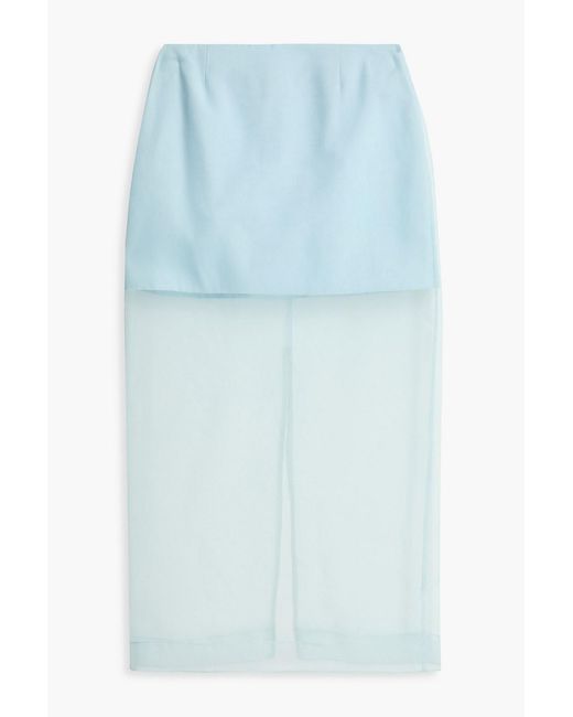 Zimmermann Blue Layered Silk-Georgette Midi Skirt