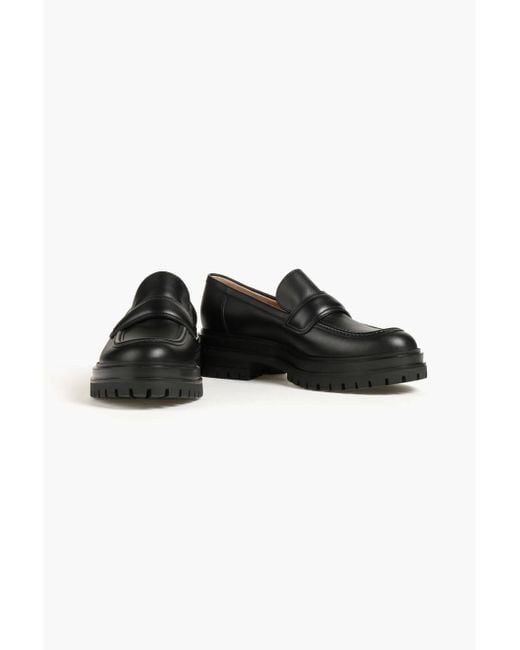 Gianvito Rossi Black Argo Leather Platform Loafers