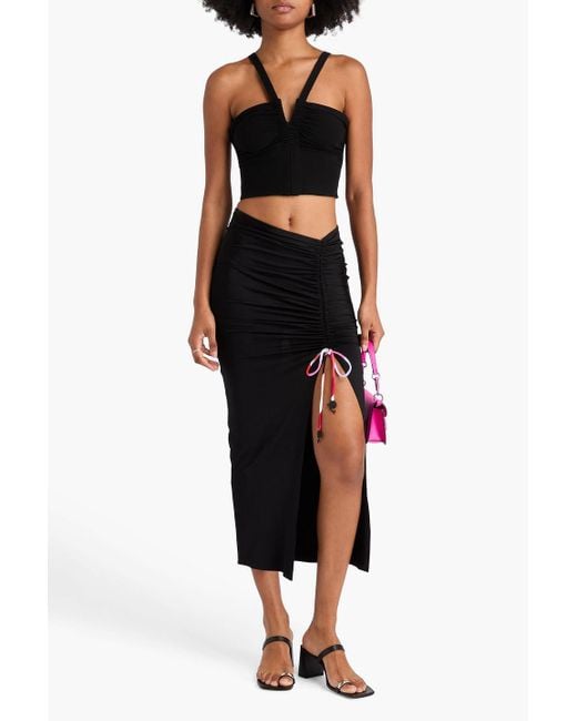 Emilio Pucci Black Ruched Stretch-jersey Midi Skirt