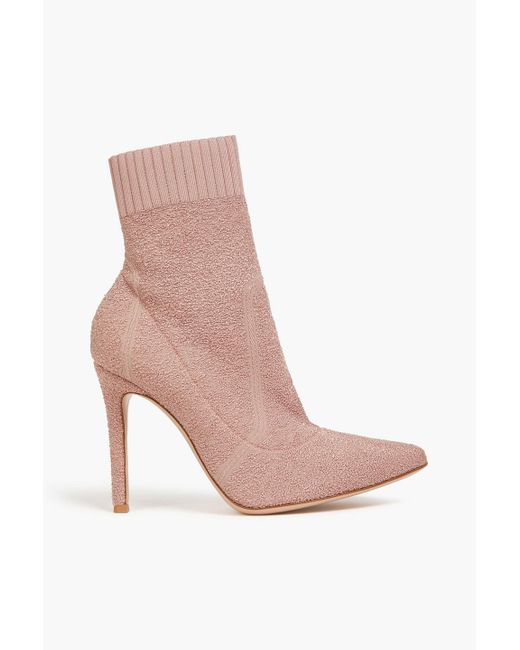 Gianvito Rossi Pink Bouclé Sock Boots