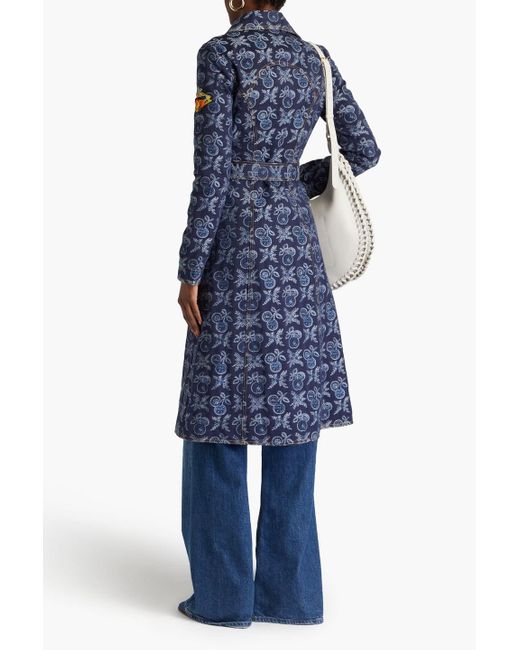 Etro Blue Cotton-blend Jacquard Coat