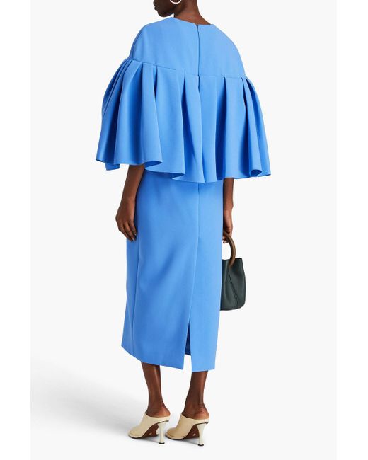 Roksanda Blue Sarien midikleid aus crêpe mit cape-effekt