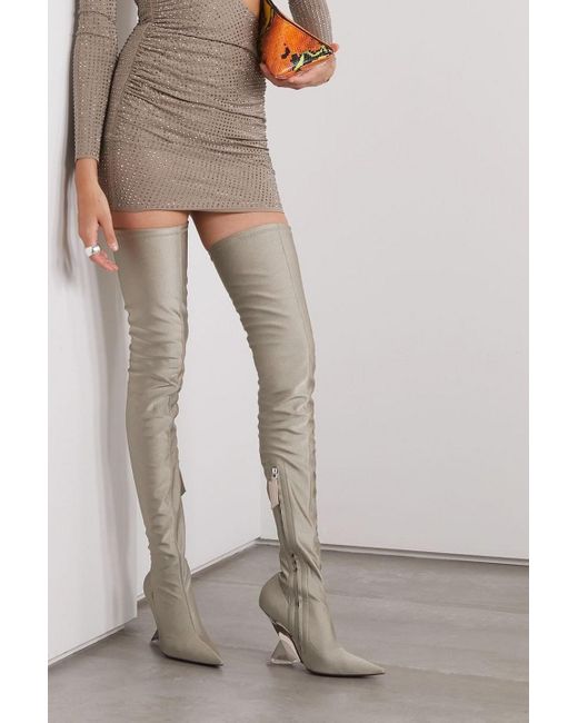 The Attico White Cheope Stretch-satin Over-the-knee Boots