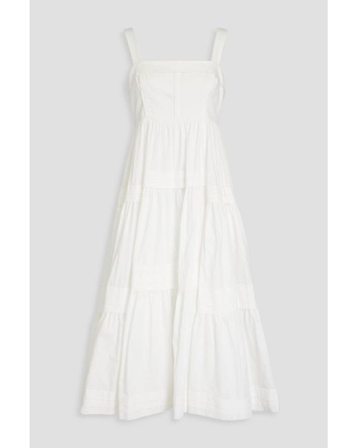 Aje. White Sophie Cutout Tiered Cotton Midi Dress