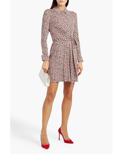 Diane von Furstenberg Red Didi Printed Stretch-Jersey Mini Wrap Dress