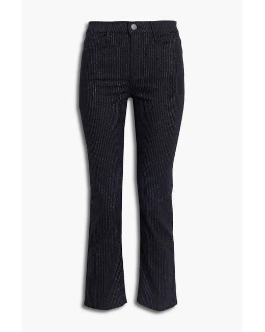 FRAME Denim Le High Straight Metallic Pinstriped Highrise Straightleg Jeans in Black Lyst Canada