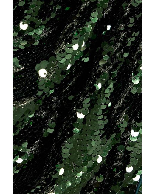 Jonathan Simkhai Green Emersyn Ruched Sequined Tulle Midi Dress