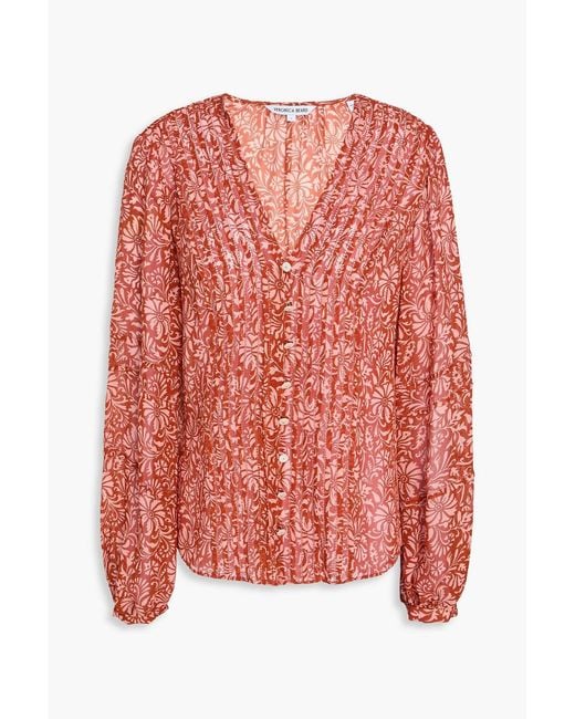 Veronica Beard Pink Calvin Floral-Print Silk-Georgette Blouse