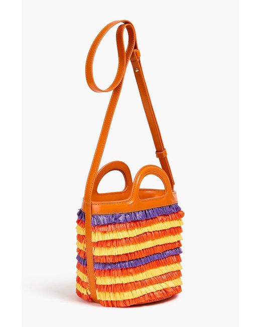 Marni Orange Tropicalia Leather-Trimmed Faux Raffia Bucket Bag