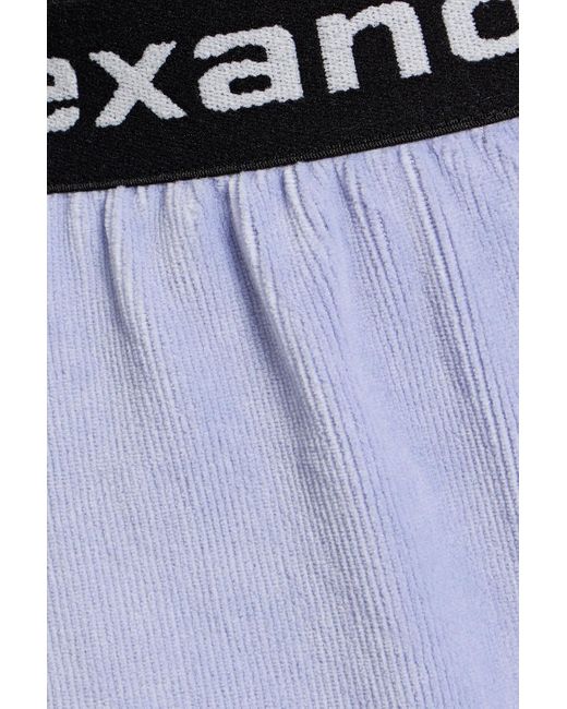 T By Alexander Wang Blue Stretch Cotton-blend Corduroy Shorts