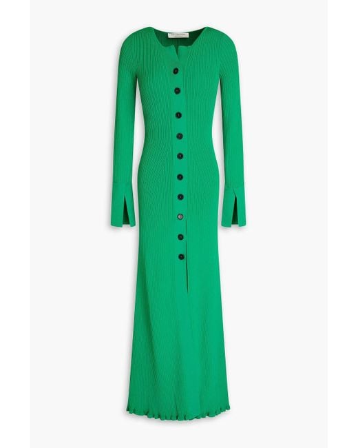 Philosophy Di Lorenzo Serafini Green Ribbed-knit Midi Dress
