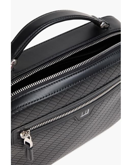 Dunhill Black Contour Embossed Leather Messenger Bag for men
