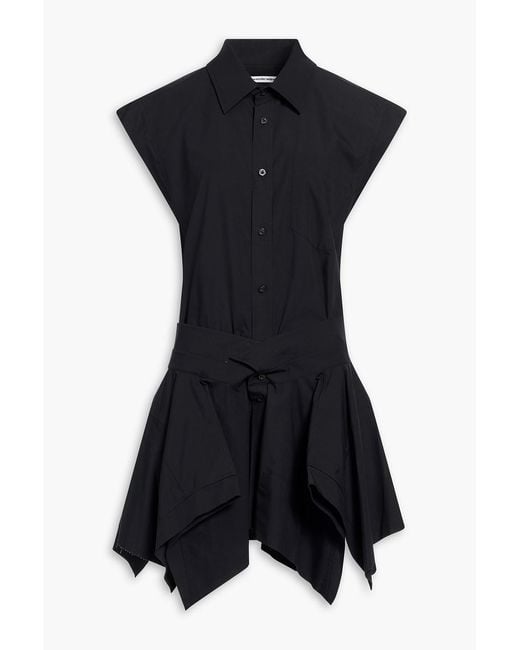 T By Alexander Wang Black Cotton-Poplin Mini Dress