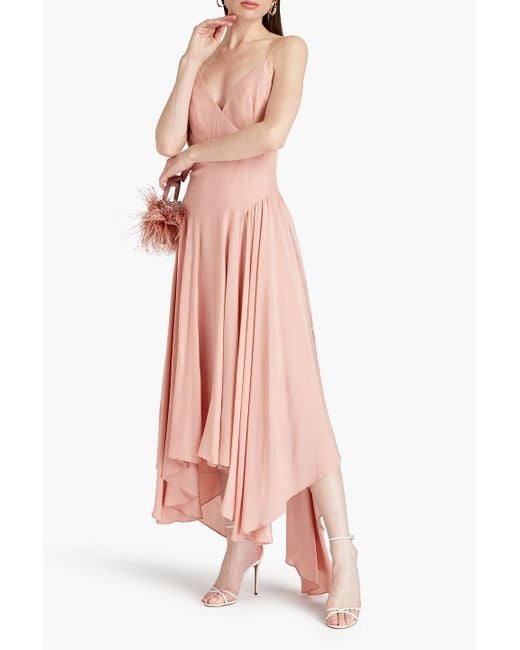 TOVE Pink Maren Gathered Silk-crepon Midi Dress
