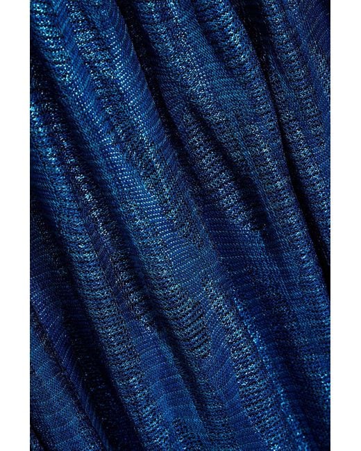 Missoni Blue Neckholder-maxikleid aus häkelstrick in metallic-optik