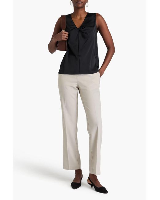 Theory Black Twisted Crepe De Chine Top