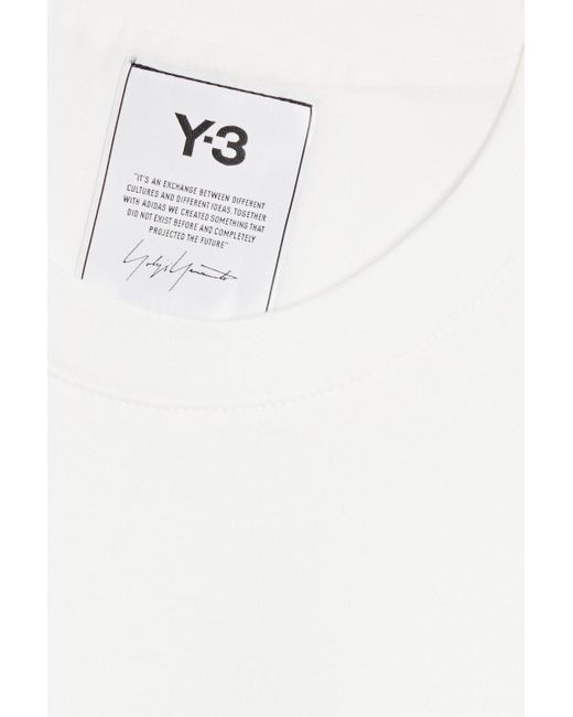 Y-3 White Logo-print Cotton-jersey T-shirt for men
