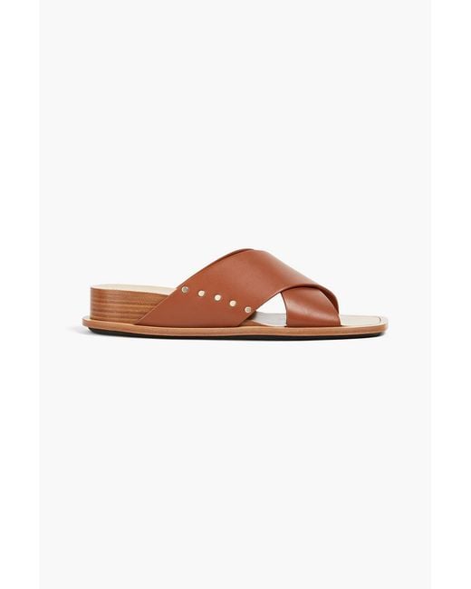 Fabiana Filippi Brown Studded Leather Mules