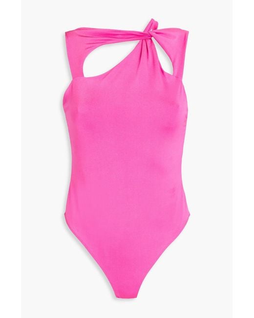 Victoria Beckham Pink Body aus glänzendem jersey mit cut-outs
