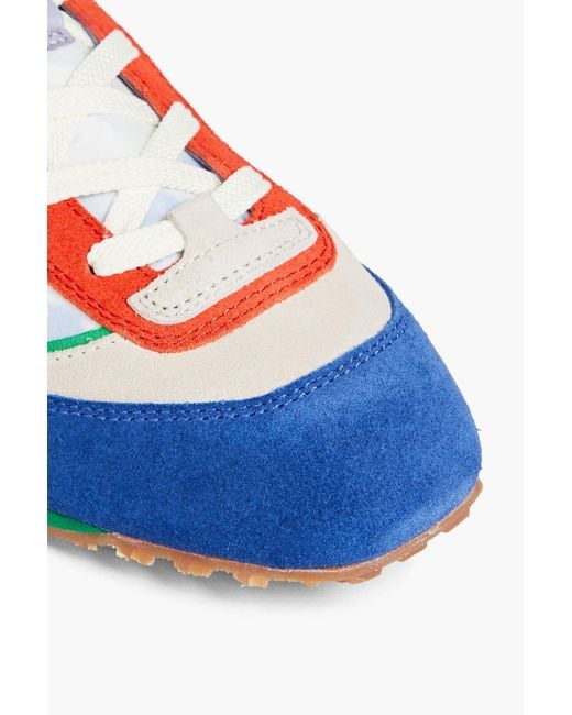 Zimmermann Blue Tie-dyed Twill And Suede Sneakers