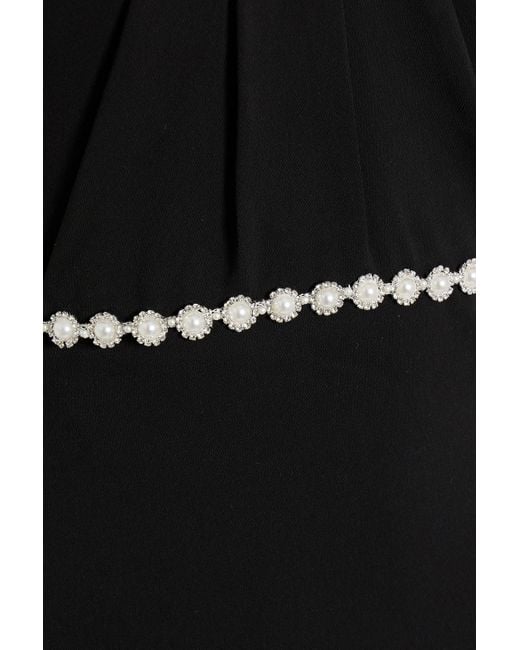 Badgley Mischka Black Embellished Crepe Halterneck Gown