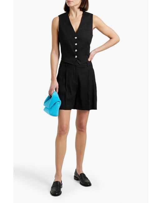 Veronica Beard Black Noemi Linen-Blend Twill Shorts