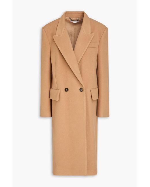 Stella McCartney Brown Double-breasted Wool Coat